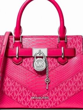 Michael Kors Hot Pink Signature MK Charm Satchel